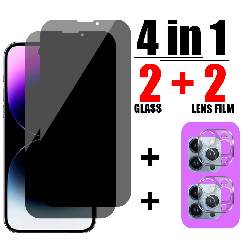 4 in1 ochrona przed ekranem dla iPhone 15 12 13 14 Max szkło ochronne do aparatu iPhone 15 11 13 14 12 szkło antyszpiegowskie
