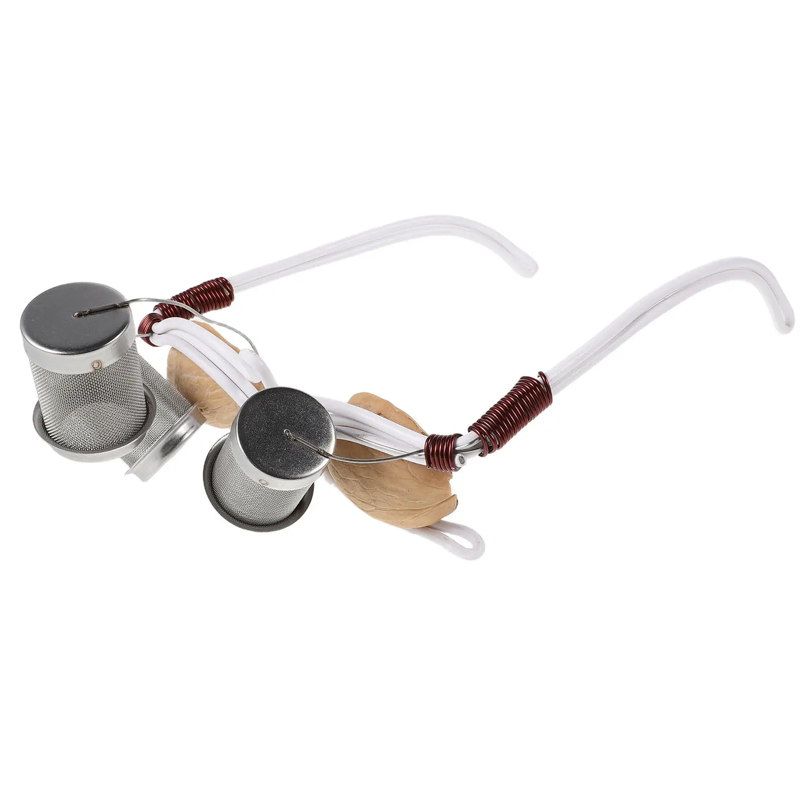 Natural Walnut Shell Moxa Burner Glasses Frame with Mesh Eye Cups Ergonomic Design Home Spa Eye Care Portable Traditional