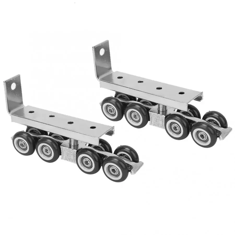 1 Pair 8‑Wheel Hanging Sliding Door Rollers Hardware, Silent Rail Pulley Wheels for Sliding Door Window Cabinet Furniture