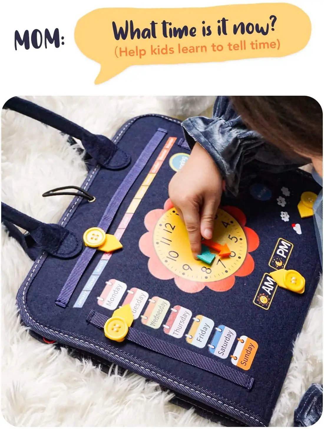 ANU Montessori Clothing Bag Teaching Aids Busy Board Storage Children\'s Educational Toys Training Early Childhood Education Toys