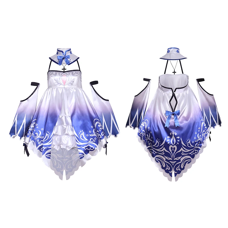 Anime Virtual YouTuber Higashi yukih Cosplay Costume Virtual Vampire Wig Blue Cheongsam Woman Lovely Halloween Costumes Suits