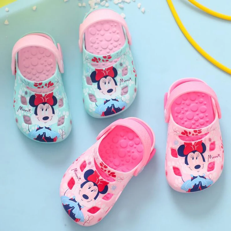 Summer Kids Sandals Baby Girls Shoes Cartoon Minnie Mouse Sofia Princess Slippers Home Outdoor Indoor Toddler Sport Beach Shoes