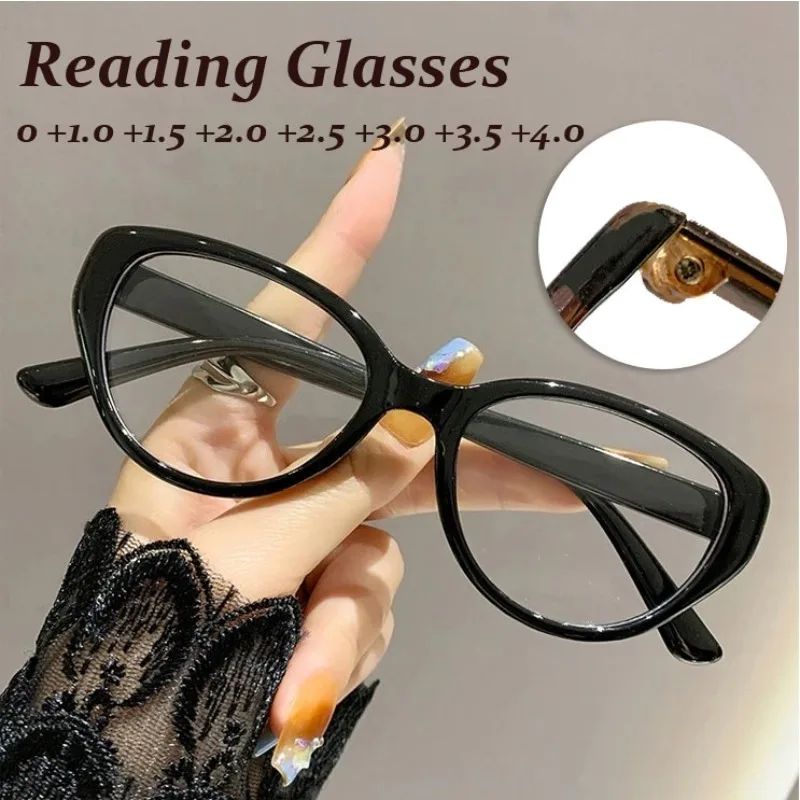 Katzenaugen-Lesebrille mit Blaulichtfilter 0+1,0+1,5+2,0+2,5+3,0+3,5+4,0 Ohne Sehstärke, als Dekorative Brille Tragbar