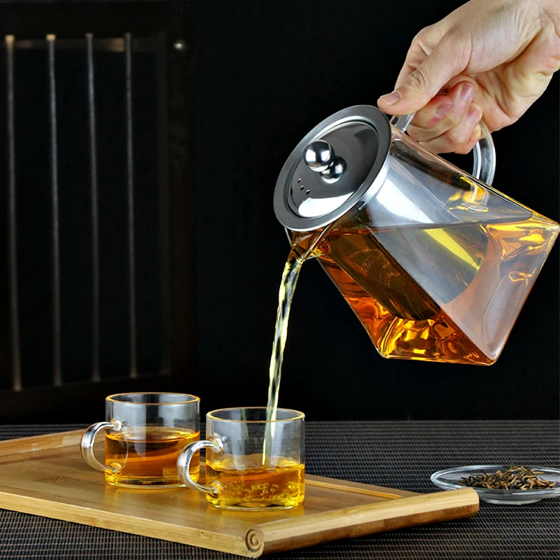 YOMDID Durable Teapot Brewing Tea Dual Purpose Make Tea Heated Container Tea Kettle Glass Tea Pot With Stainless Steel Infuser