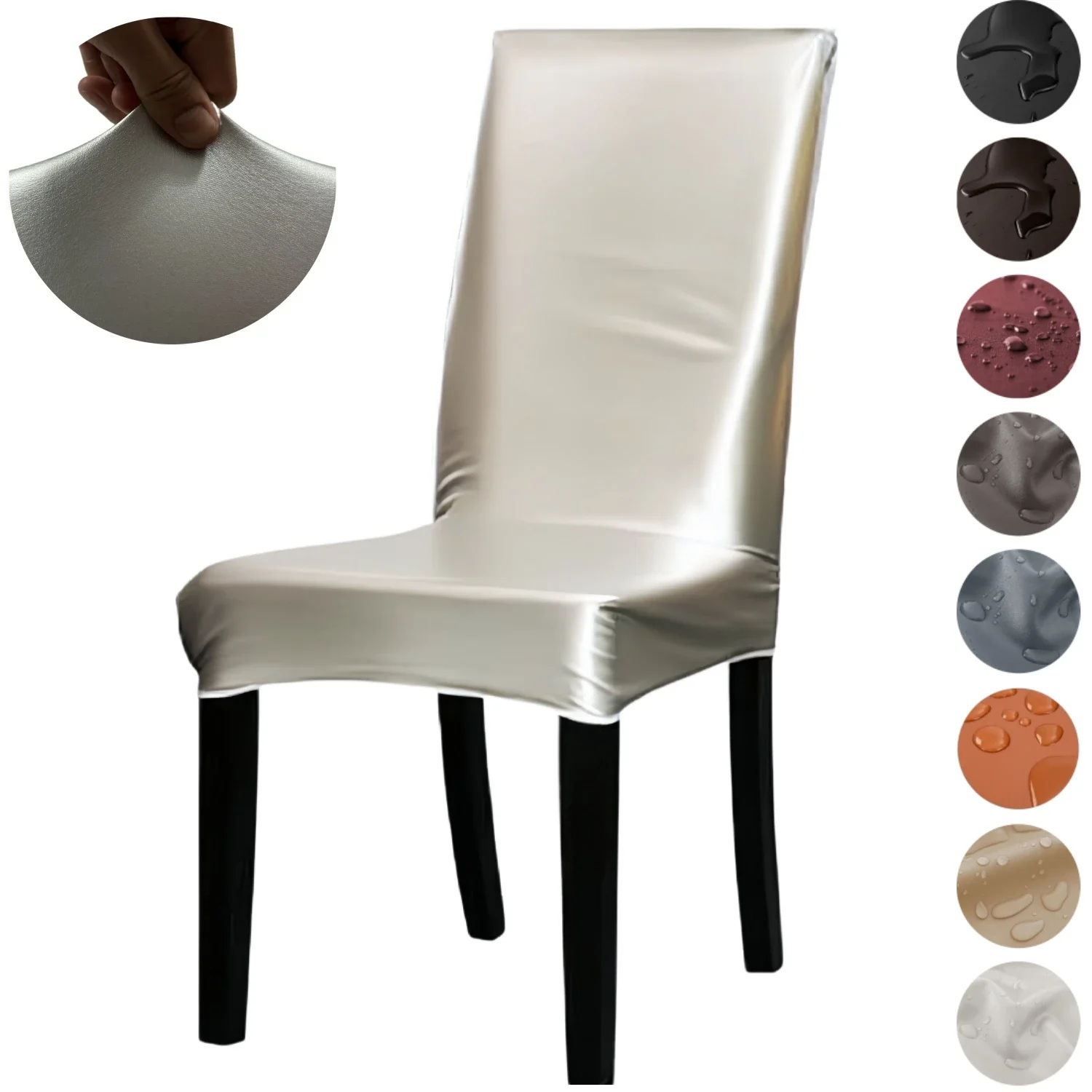 PU Leather Chair Covers Dining Room Waterproof Stretch Elastic Chair Seat Protector Home Decoration Chair Cover Wedding Party