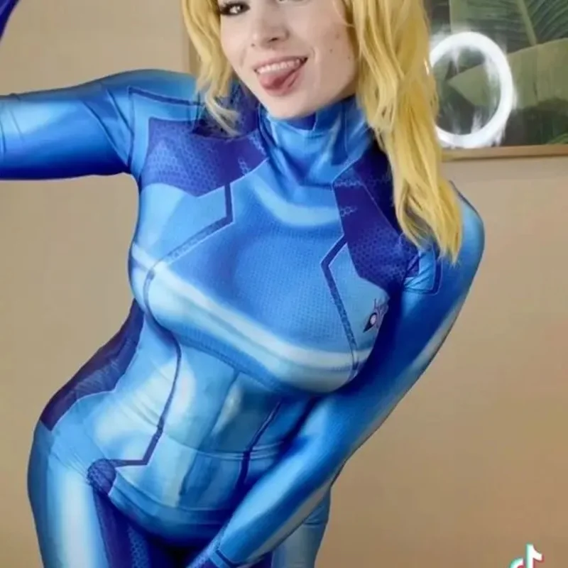 Kostium Samus Aran dla dorosłych i dzieci, samus Aran Zero Cosplay Game Suit, kostium superbohatera na imprezę Halloween, Zentai Jum