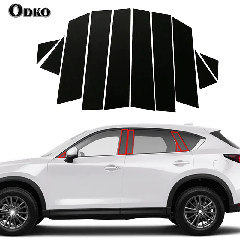 10 pcs/set Car Glossy Black Pillar Posts Door Window Trim Decal Cover for Mazda CX-5 cx5 2017-2019 2020 2021 2022 Accessories