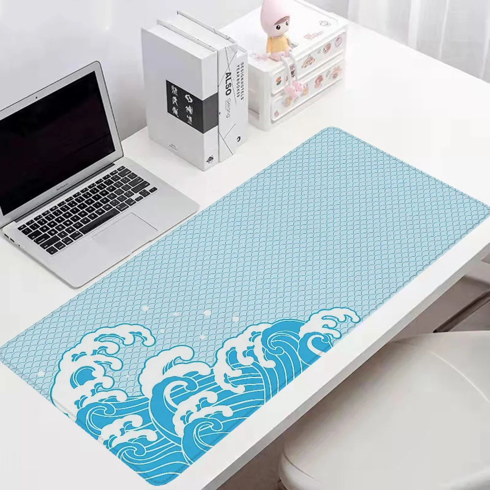 Japanese-style Waves Large Mouse Pad 900x400 Desk Accessories Office Gaming Keyboard Pc Gamer Computer Mat Desktops Mousepad Xxl