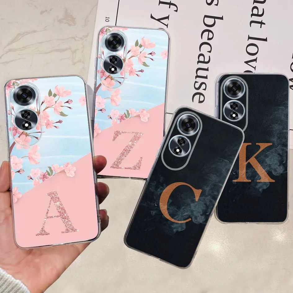 For OPPO A60 4G Case Cute A Z Letters Clear Soft Silicone Phone Cases For OPPOA60 CPH2631 Protect Back Cover For OPPO A60 Fundas