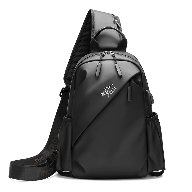 PU leather film waterproof men's chest bag, large-capacity commuting single-shoulder bag, large-capacity travel crossbody bag 2