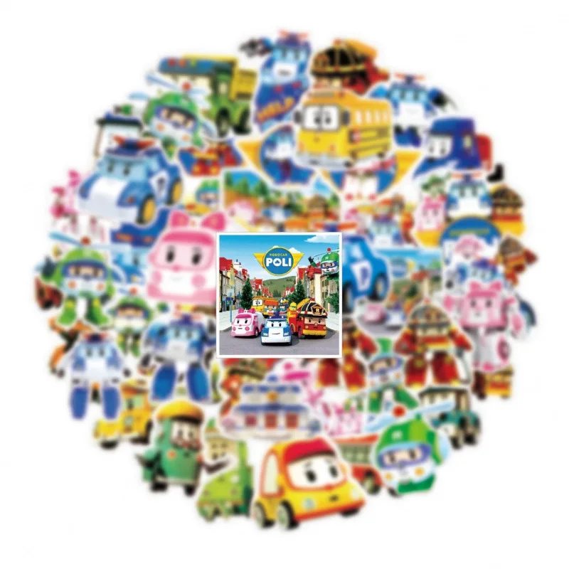51pcs Purley Deformed Police Car Cartoon Children's Picture Book Creative Notebook Stickers