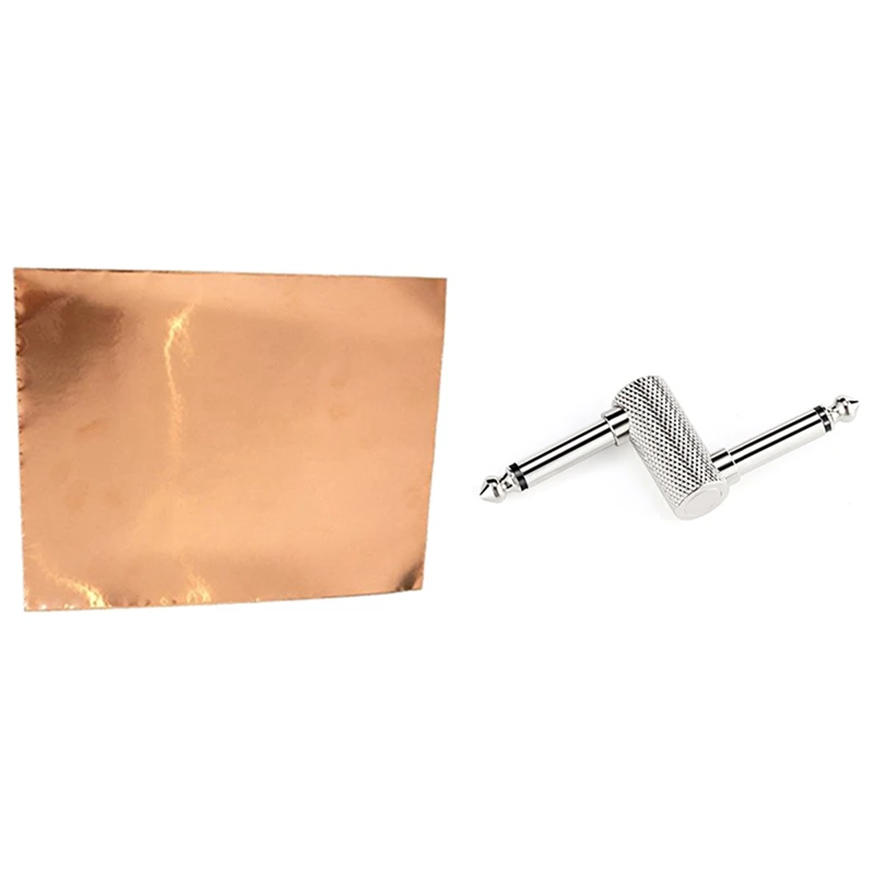 1 Pcs Self-Adhesive Guitar Copper Shielding Foil Tape & 1 Pcs 6.35 Adapter Plug Pedal Coupler Sz Type Connector