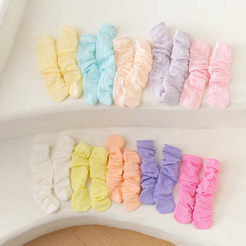 Girls' Socks Ultra-thin Mesh Children's Versatile Long Tube Socks Summer Girls Candy Colored Pile Socks Parent-child Socks