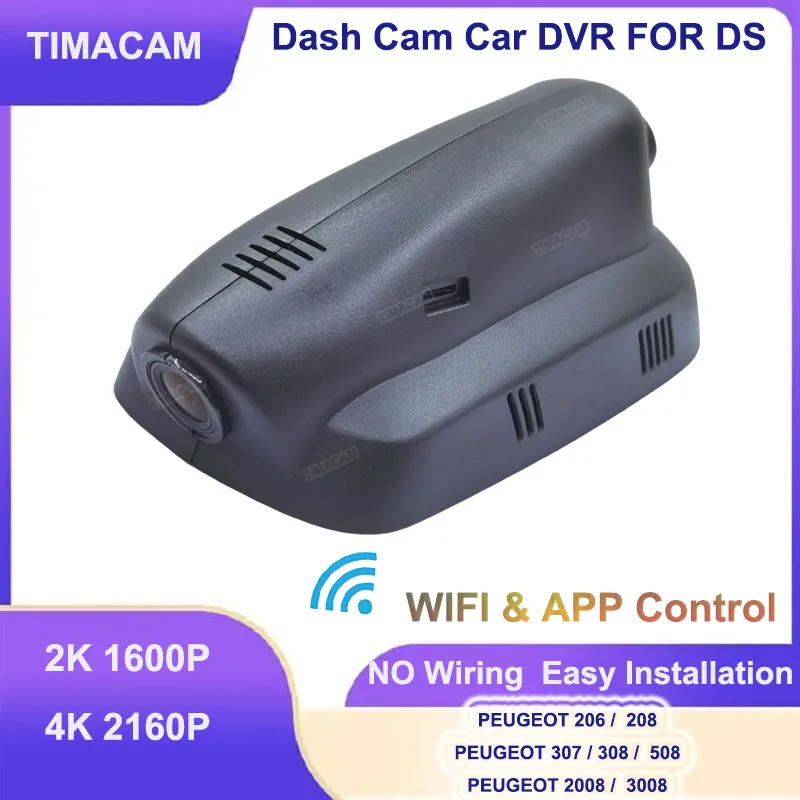 

TIMACAM 4K 2160P Wifi DashCam Dual Cameras 2K Car DVR Video Recorder for PEUGEOT 3008 2008 508 308 208 206 307 Driving Recorder