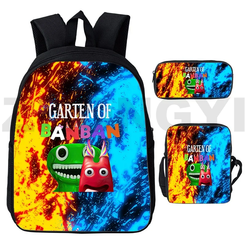 Quente 3d garten de banban 2 anime mochilas preppy escola mochila para estudantes universitários 3 pçs/set bolsa de ombro viagem caso lápis