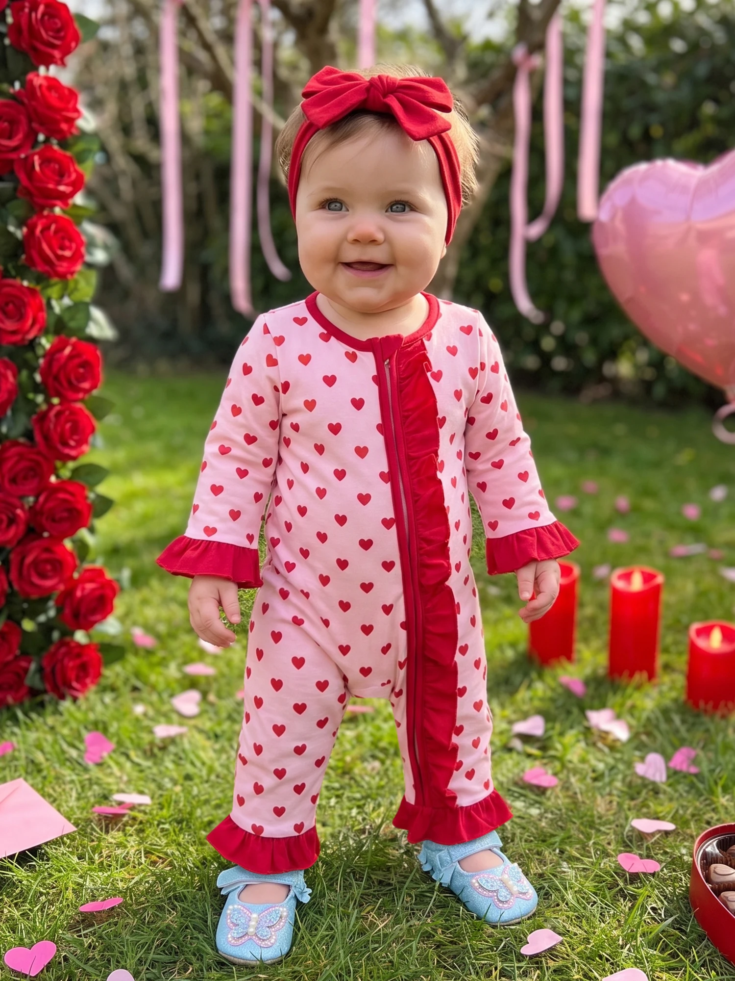 Up Romper Jumpsuit Long Sleeve Sleeve-Heart-Zip Romper S S Day Sleeve Zip Up Romper Girl Valentine S