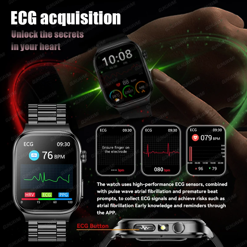 2026년형 스마트워치 남녀공용 AI 인체 건강 진단 ECG+HRV 혈압 요산 혈중 지질 블루투스 통화 스마트워치