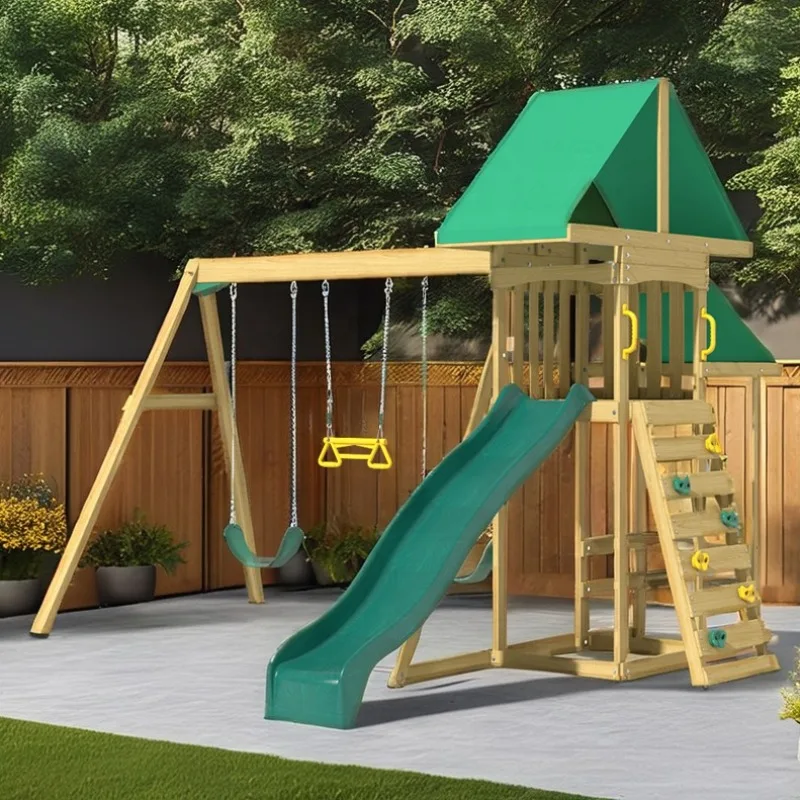 Cheap Kids Garden Playground Wooden Swing Set Jungle Gym Outdoor Kids Climbing Rope Ladder Swing Set Wood for Sale