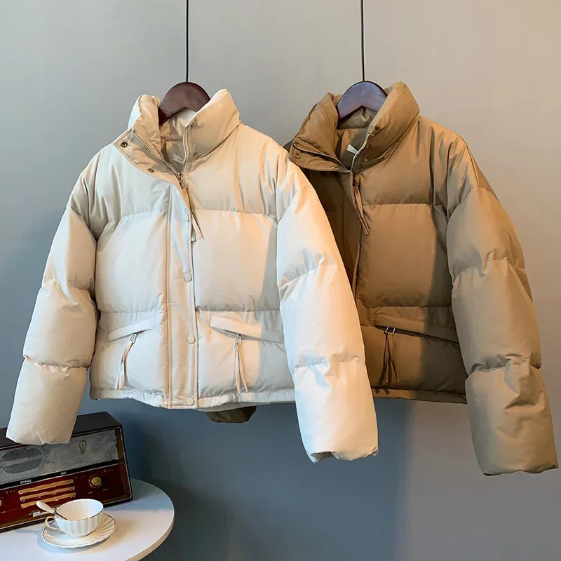 Casual Women Loose Thicken Jacket Button Up Solid Warm Bread Clothing For Women Puffer Cardigan Coat