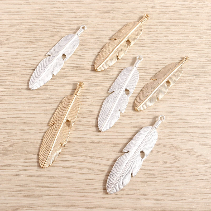 Tusember 10 Stück 15*61mm Große 2-Farbige Blatt-Feder-Anhänger für Halsketten, Ohrringe, Schlüsselanhänger, Handgemachtes Bastelzubehör – Detail 5