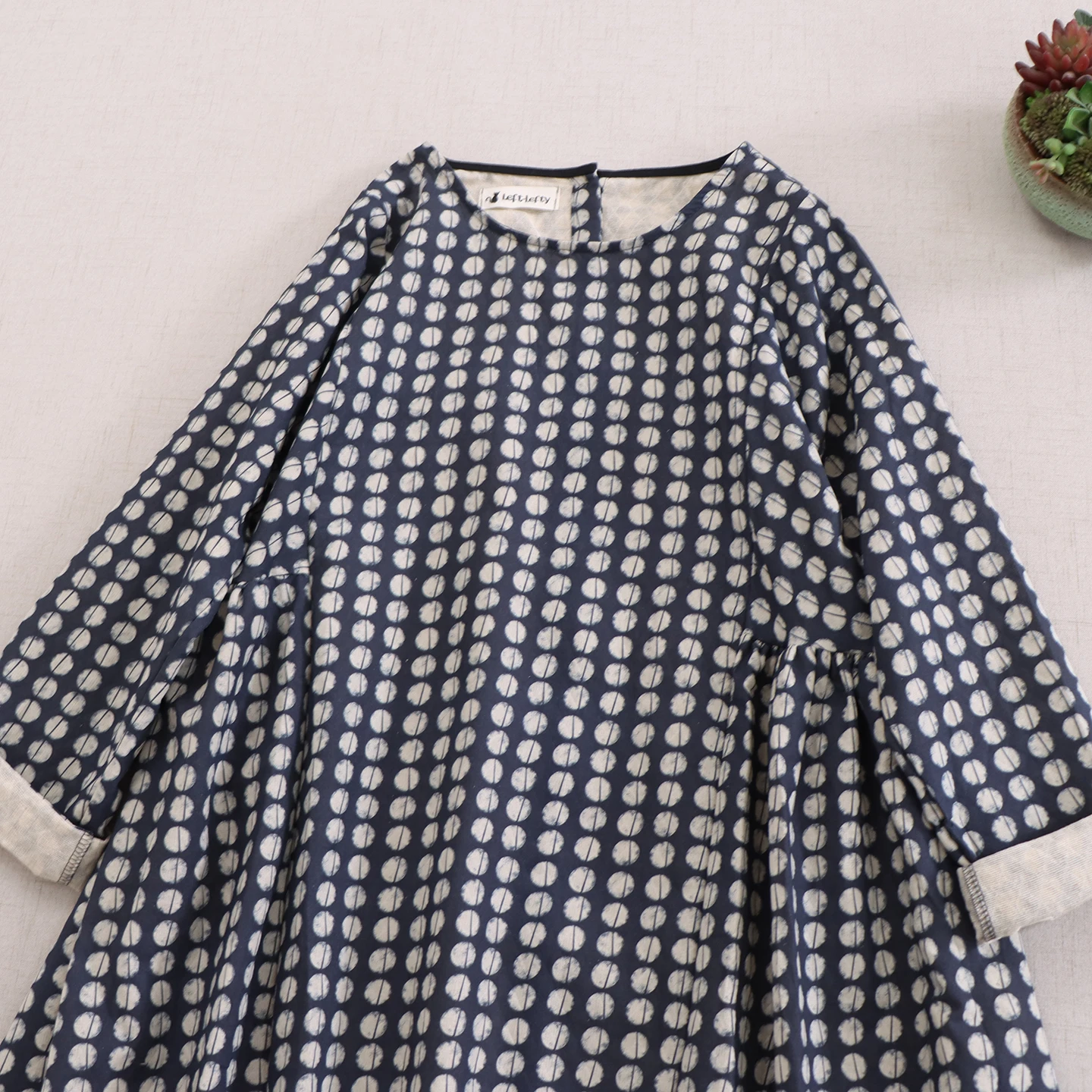Robe japonaise en coton et lin pour fille Mori, Vintage, imprimé à pois, col rond, manches longues, décontractée, ample, mi-longue, nouvelle collection automne