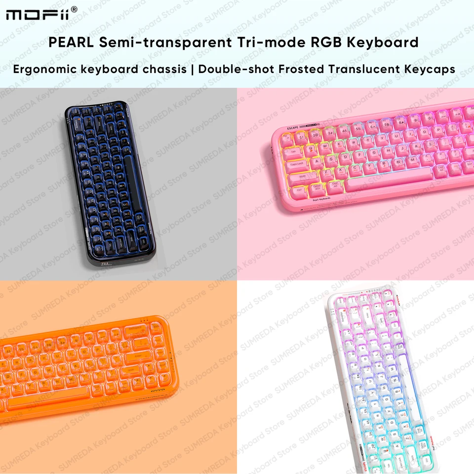 MOFII SK711 Wireless Keyboard 68 Keys Pearl Jelly Keycaps