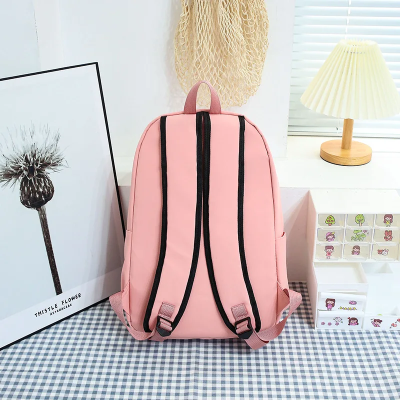 Middle School School Bag Three-piece Set Girl Cute Casual Large Capacity Lightweight Backpack Simple Bookbag