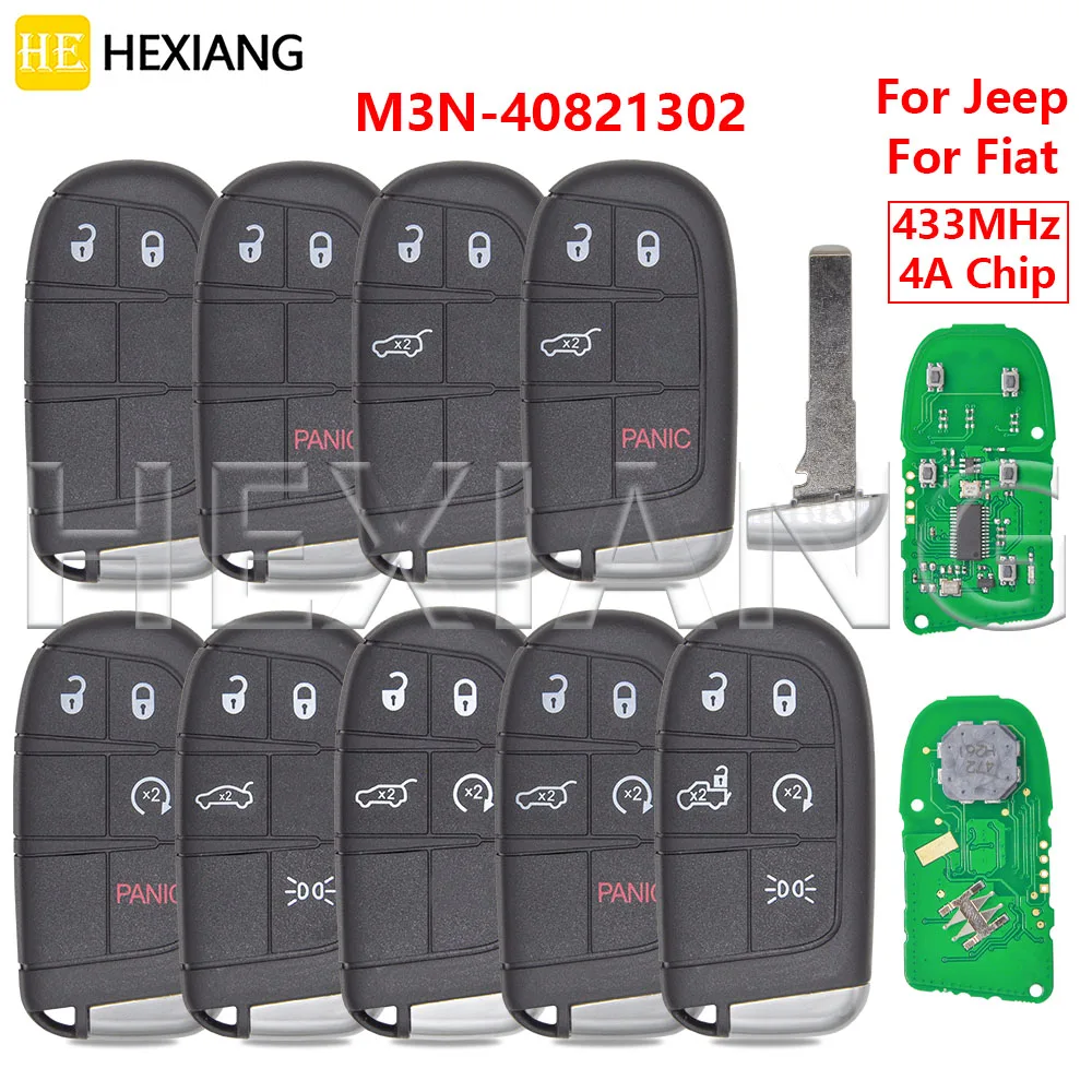 HE SIP22 Blade 4A Chip 433MHz Car Remote Key M3N40821302 68250335AB For Jeep Compass Renegade Dodge Fiat 500 500L 500X