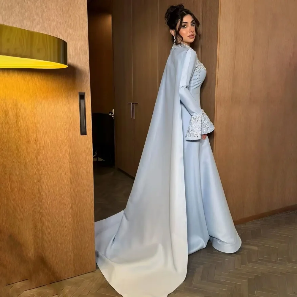 Abito da sera personalizzato Splendidi abiti da ballo a maniche lunghe Increspato Occasioni formali Abito da festa con perline brillanti Robe Soiree