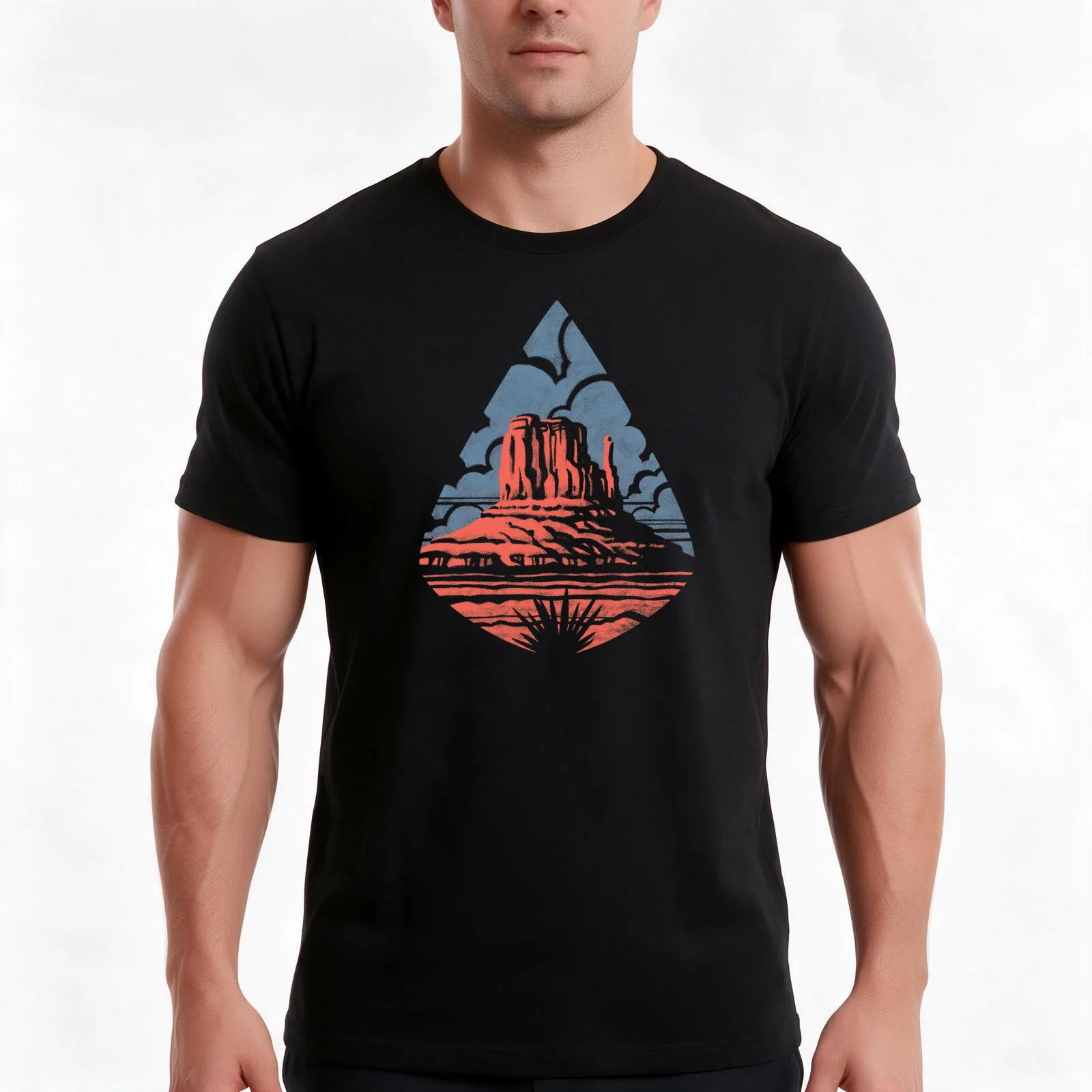 Monument Valley T-Shirt, Summer Casual Cotton Tee, Oversized Streetwear Tops, Vintage Graphic Print, Loose Fit Short Sleeve