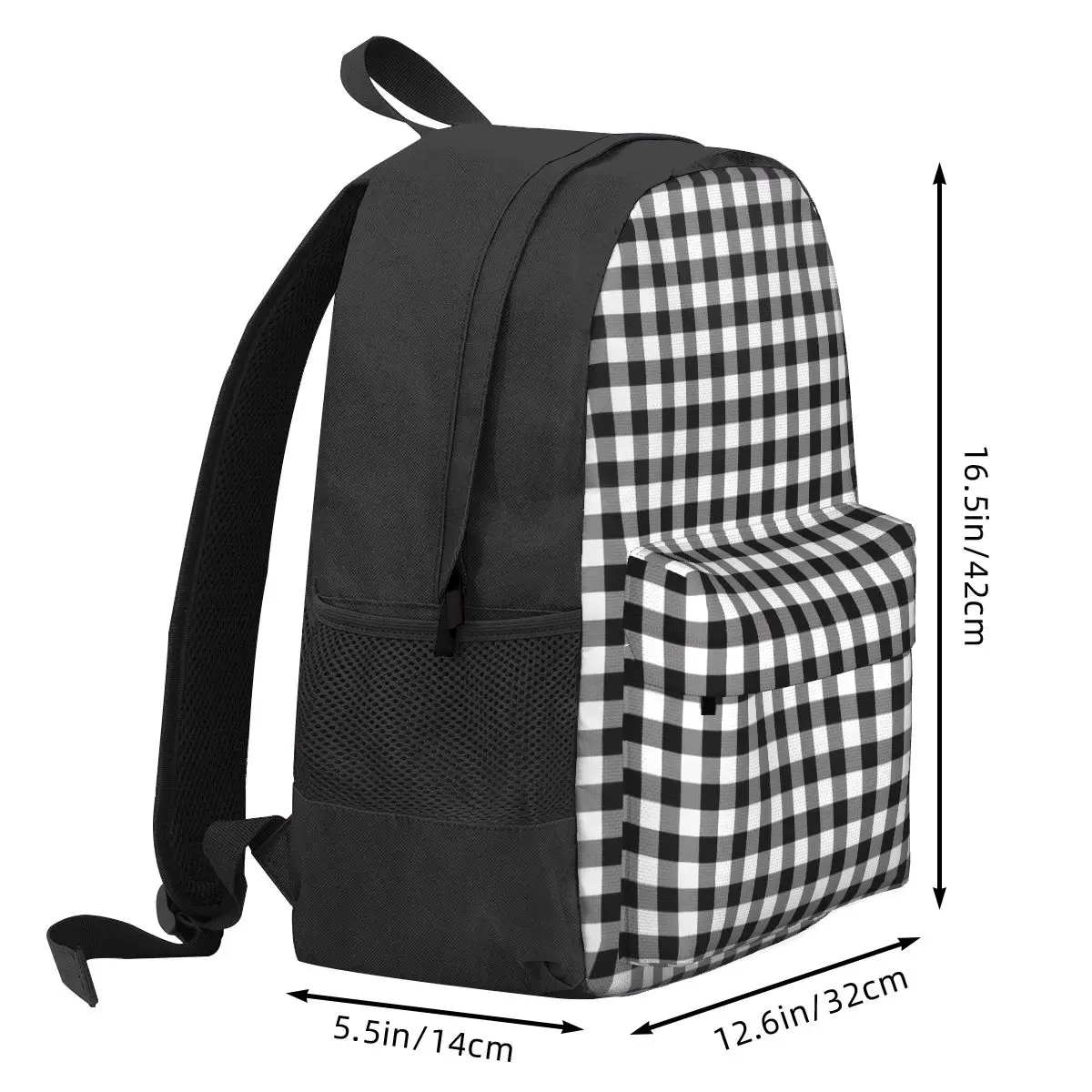Classic Gingham Checks Backpack Black And White Elegant Backpacks Boy Girl Cycling Print High School Bags High Quality Rucksack