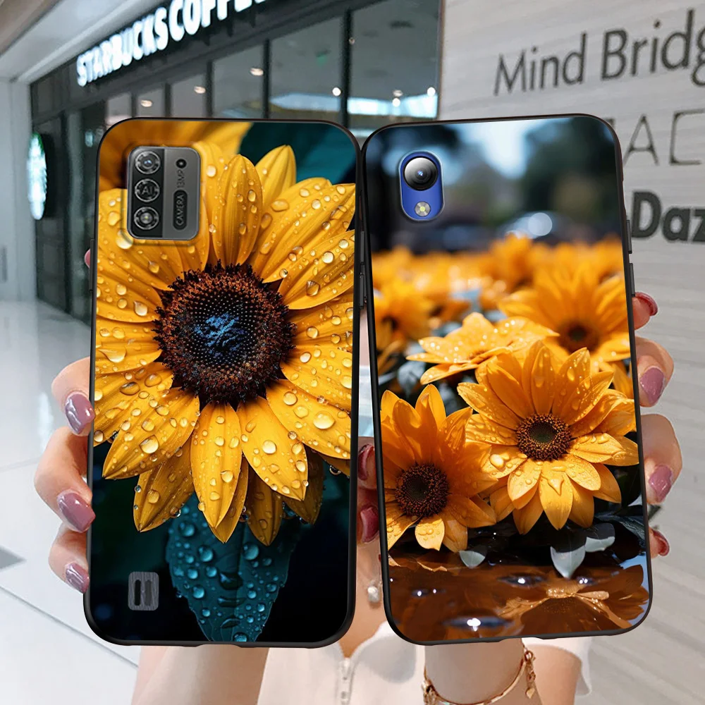 Black Tpu Case For TCL phone 30 plus 303 30XE 30V 30SE E 306 305 40R 40SE 405 406 408 Cool Sunflower