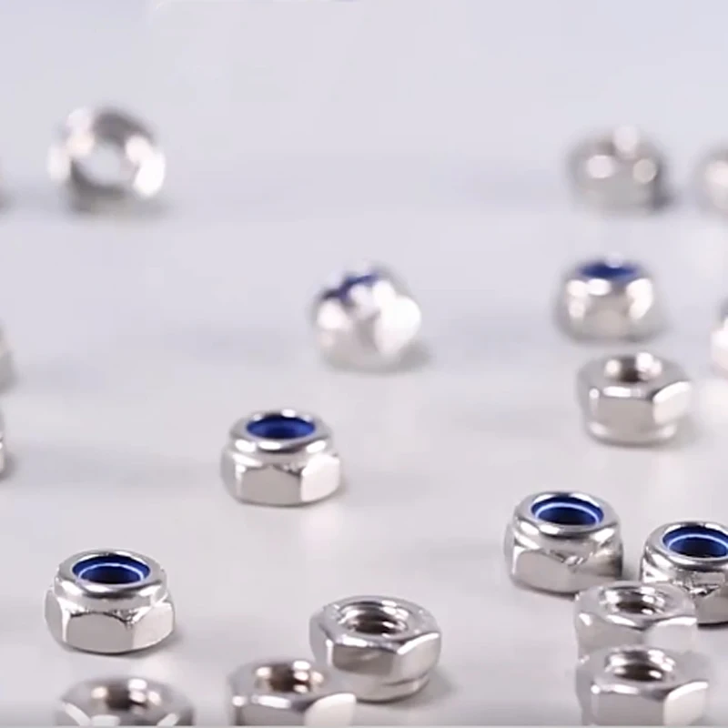 1/2-100Pcs 304 Stainless Steel Self-Locking Anti Slip Screw Cap Anti Loosening Nut Nylon Locking Hexagonal Nut Slip  Lock Nut