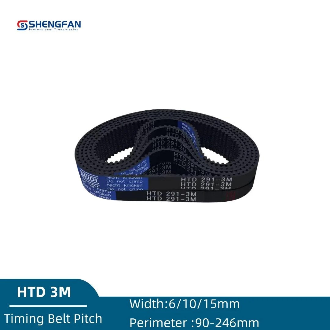 

HTD3M High Torque Timing Belt Pitch 3mm Width 6/10/15/20mm Perimeter 90-246mm Closed Rubber Drive Belts 3D printed parts