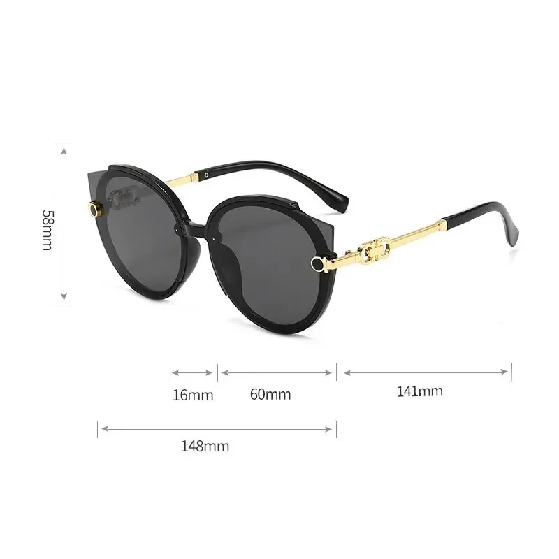 2024 Women Round Sunglasses Luxury Brand Designer Cat Eye Sun Glasses Men Vintage Eyelasses Black Shades UV400 Female New