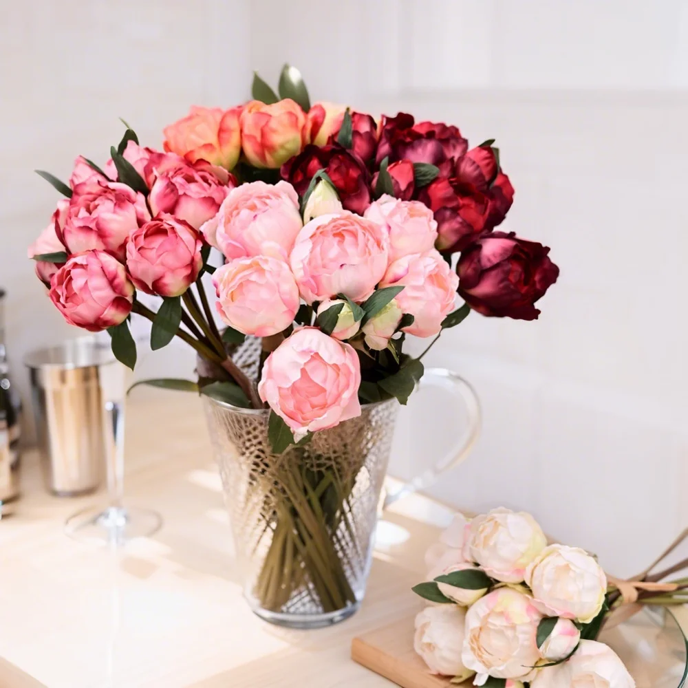 

Artificial peony bouquets and handwritten peony buds and fake flowers decoration dried flowers decorative flowers simulated flow