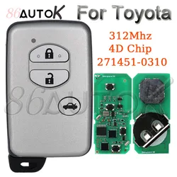 Keyless Smart Remote Car Key 271451-0310 312mhz 4D Chip for Toyota Camry Crown Mark X Majesta Japanese Imported 2005-2010