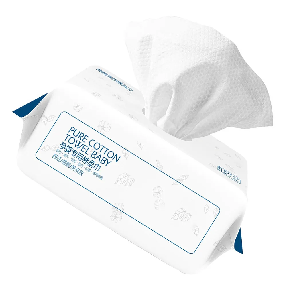 80Pcs Ultra-Absorbent Portable Disposable Face Towel Hypoallergenic Sanitary Cleansing Tissue for Sensitive Skin Makeup Remover