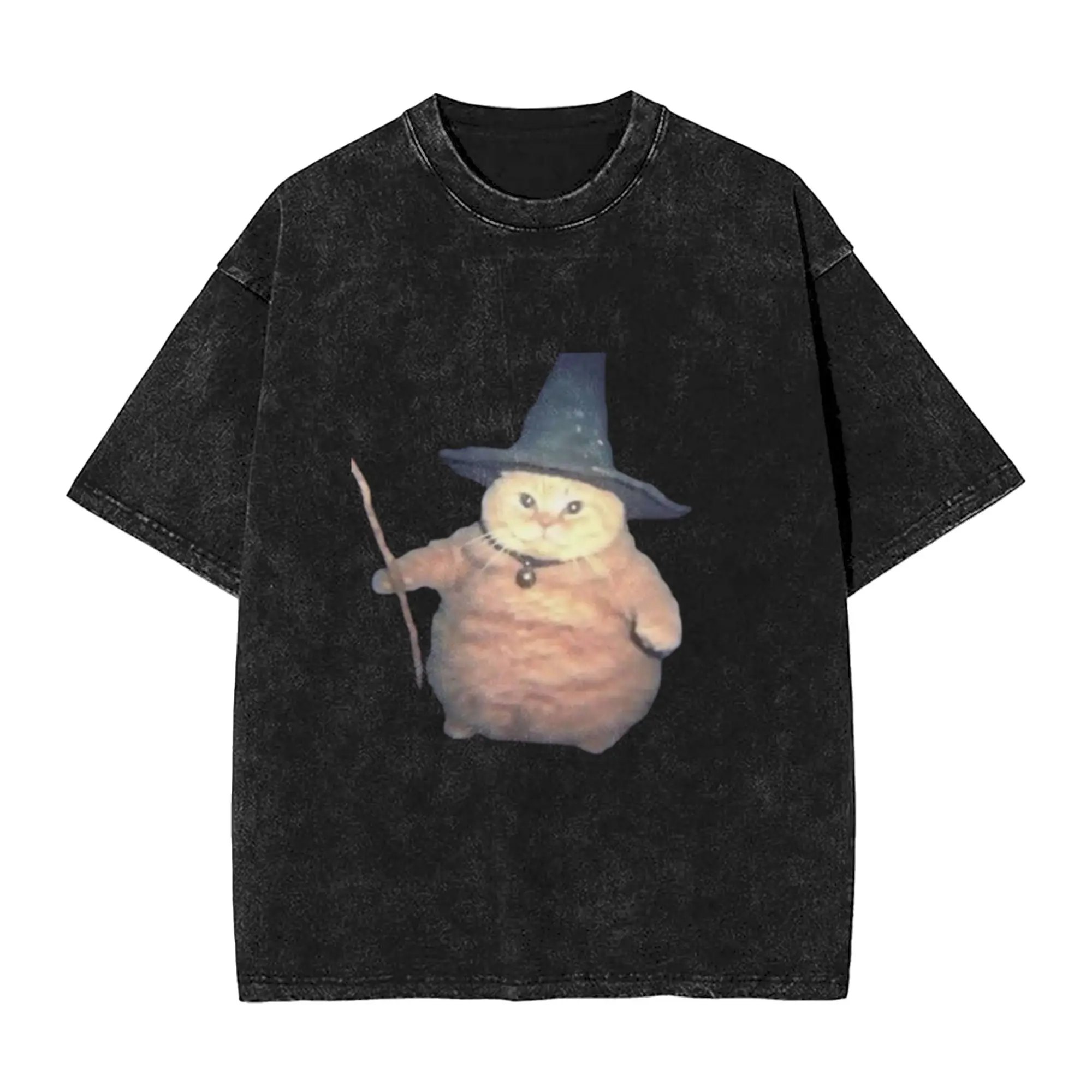 Wizard cat meme Unique Cool A T-Shirt Oversized Short Sleeve Men's Women's Cotton Tees Tops