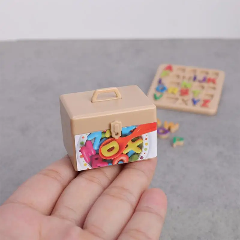 1set Model Dollhouse Miniature Simulation Children Letter Numbers Block Puzzle Sorting Math Bricks Small Ornament Toys for