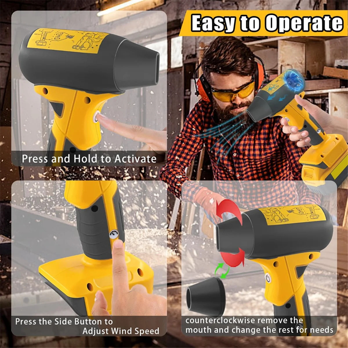 

F4S-cMini Jet Blower Портативный жестокий турбовентилятор для батареи Dewalt 20 В 4-скоростной высокоскоростной вентилятор для клавиатуры