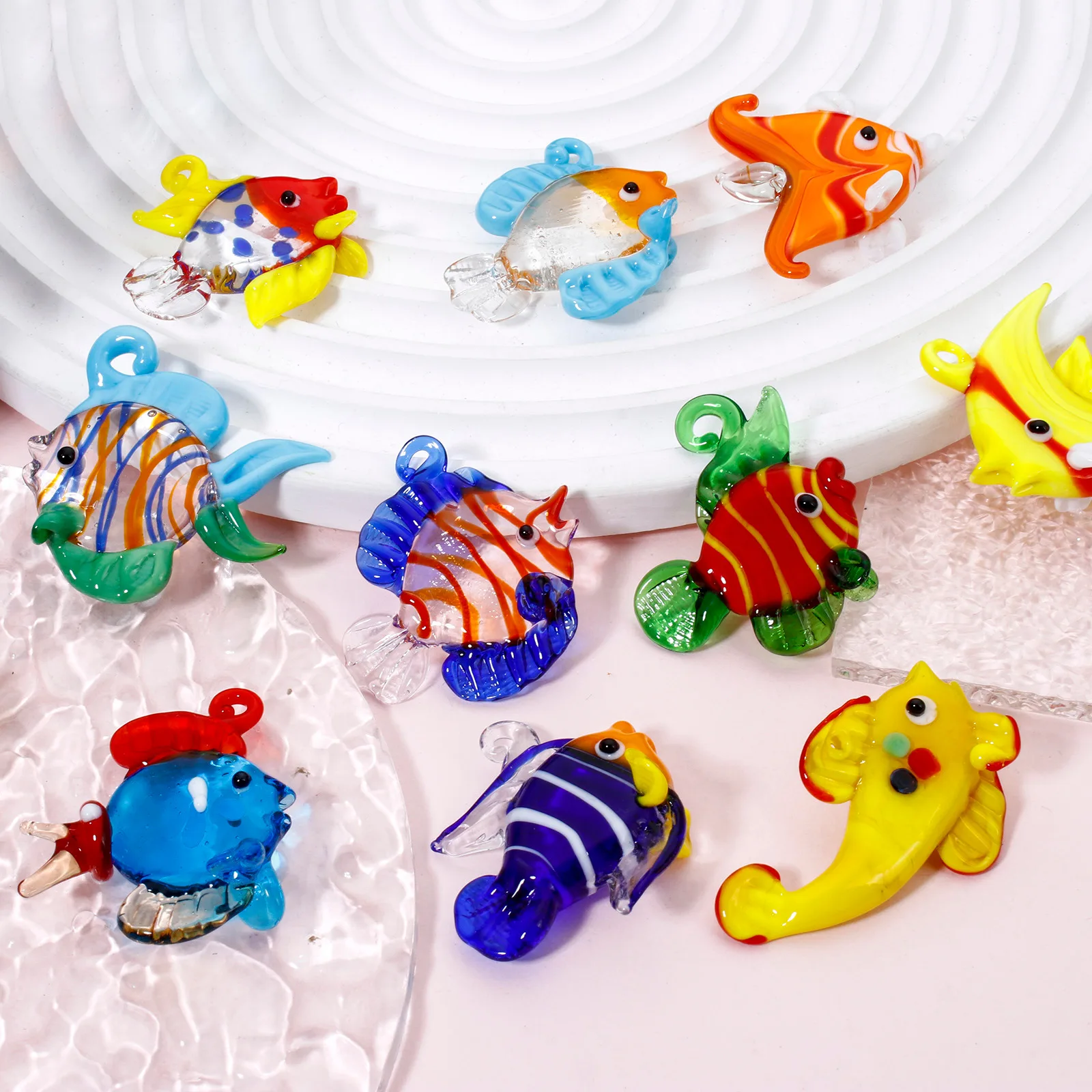 DoreenBeads 1PCs 3D Lampwork Charms For Jewelry Making Tropical Fish Tiny Statue Ornaments Aquarium Decor DIY Necklace Pendant