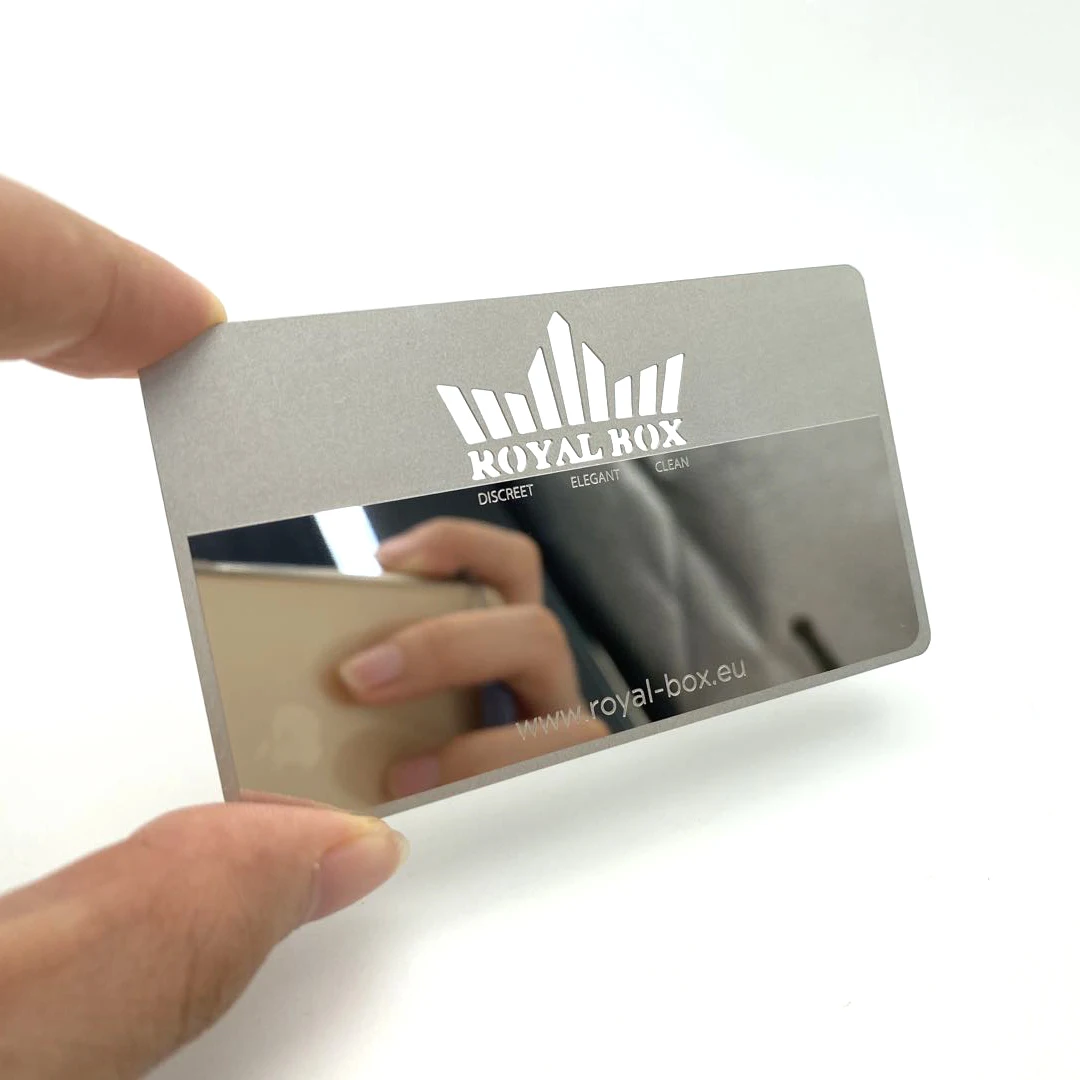Customized query Hight Quality Professional Custom Printed Luxury Metal Card Blank Stainless Steel Mirror Metal Business Card fo