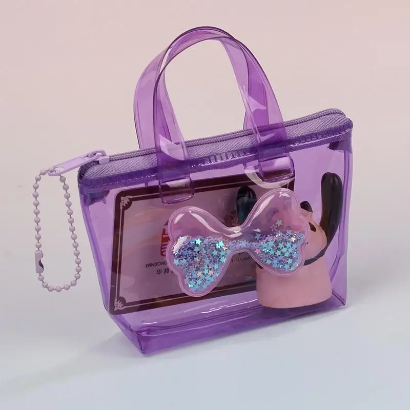 Compact Solid Color Bow Storage Bag Mini Waterproof Coin Purse Handheld Keychain Earphone Bag Water Splashing Festival