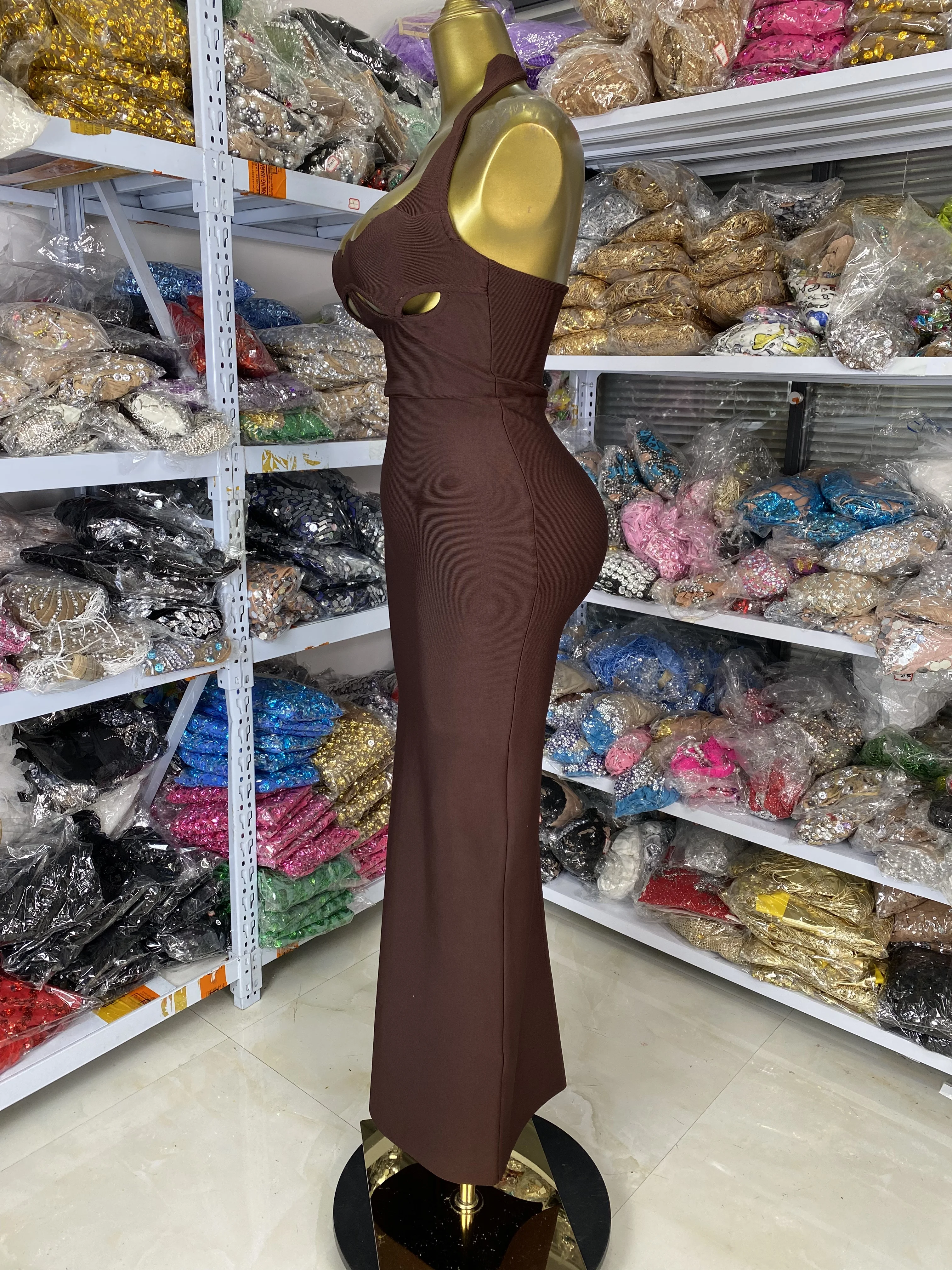 Nuevo vestido del vendaje de las mujeres Sexy Curve Hlater recortado Bustier largo elástico celebridad noche Club vestidos de fiesta al por mayor de fábrica