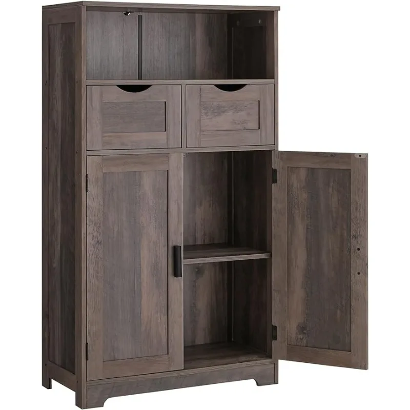 

Iwell Large Storage Cabinet, Bathroom Cabinet with 2 Drawers & 2 Shelves, Cupboard