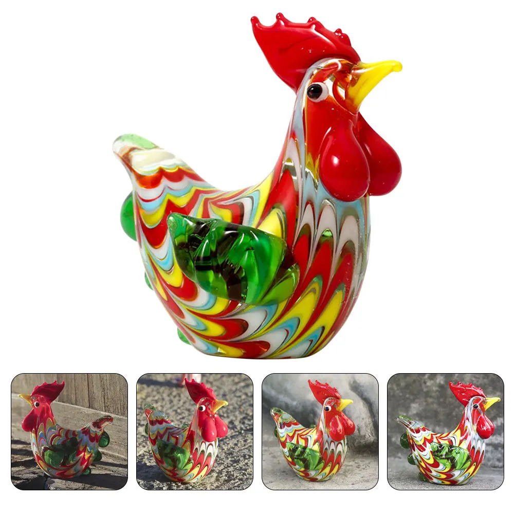 

Delicate Glass Chicken Decor Fresh Natural Colors Simple Generous Design Home Desktop Artware Decor Glass Chicken Figurines