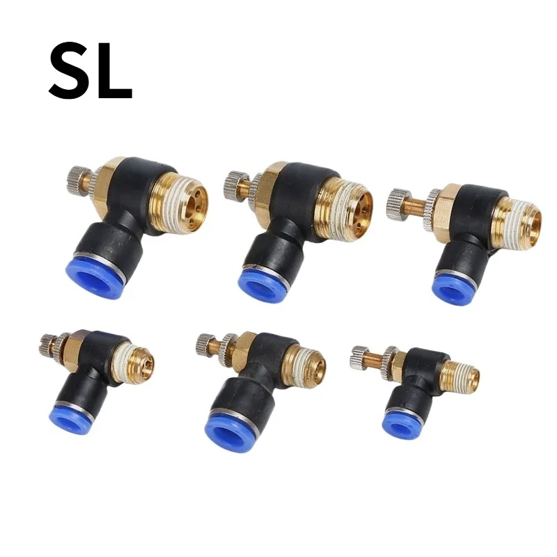 Pneumatic Speed Control Valve One-Way Restrictor Cylinder Throttle Valve SL4-M5 SL6-01 SL8-02 SL10-03 SL12 Air Tube Fitting