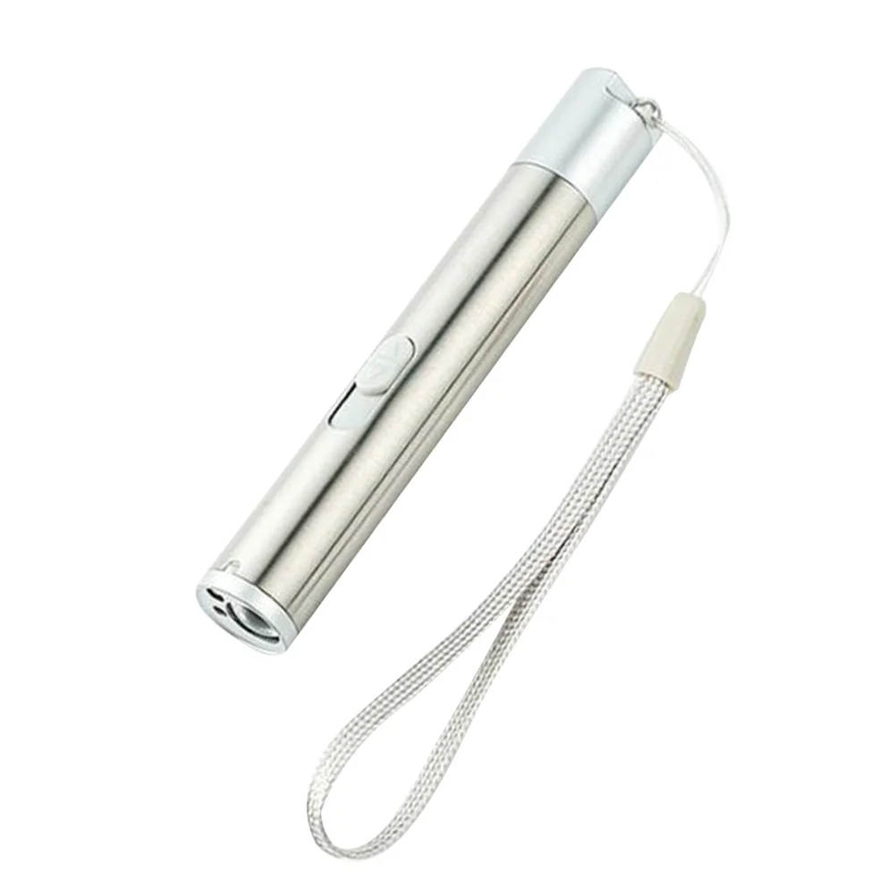 USB قابلة للشحن بقيادة مصباح يدوي الفولاذ المقاوم للصدأ الشعلة الصغيرة للتخييم في الهواء الطلق المال ضوء الفضة المحمولة