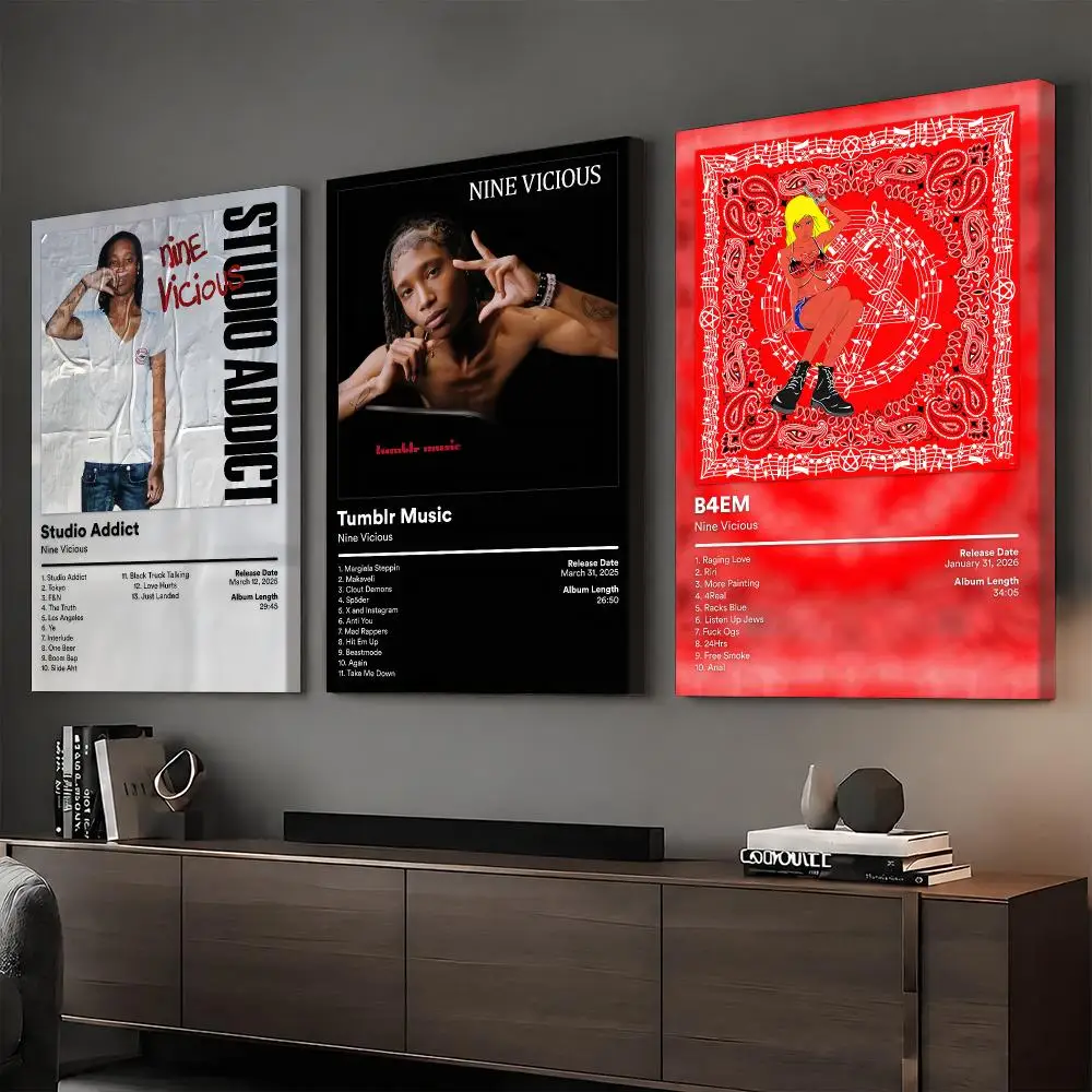 N-Nine V-Vicious Music Album Framed Wall Painting Ready To Hang Canvas Wall Art Poster For Bedroom Living Room Home Decor Gift